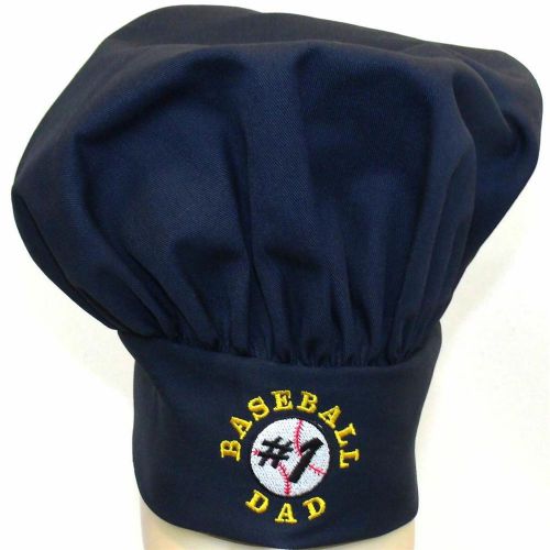 Navy Baseball Dad Sports Ball Chef Hat Adult Size Adjustable Velcro Embroidered