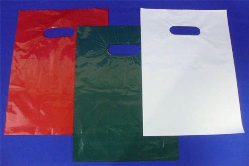 300 Red, Green &amp; White 9 x12 Glossy Low Density Merchandise Retail Shopping Bags