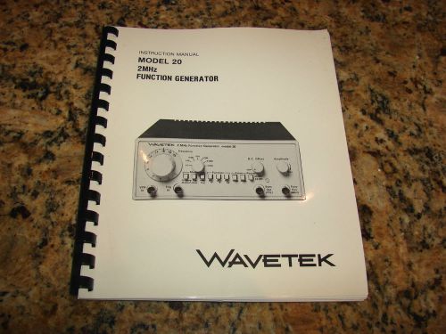 Wavetek Model 20 Instruction Manual w/SCHEMATICS  New Condition