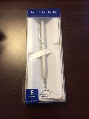 BNIB Cross Stratford Satin Chrome Ballpoint Pen With Gift Box.
