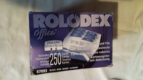 Rolodex Covered Index Card File Box Black 250 Cards 2 1/4&#034; X 4&#034; New Model 67093