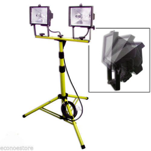 1000w twin halogen shop work light w/ telescoping stand tripod base new for sale