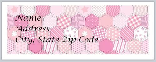 30 Personalized Return Address Pink  Hexagons Buy 3 get 1 free (ph1)