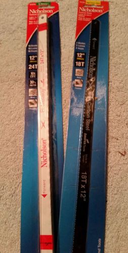New Nicholson Hack Saw Blades. 10 pack 12&#034; 24T.&amp; 2 pack 12&#034;18T High carbon steel