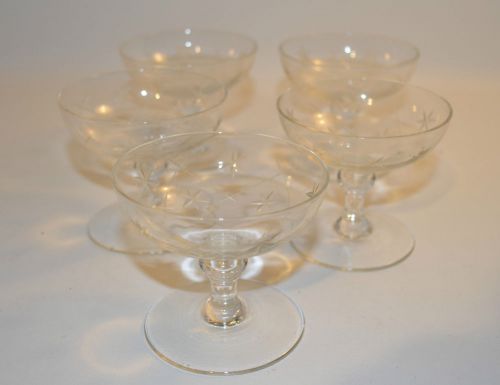 Small Martini Glasses Set of 6 Drinking Cocktail Clear Glass Cut Glass