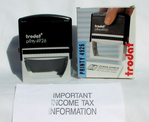 Trodat Printy 4926 Self-Inking Stamp w text &#034;IMPORTANT INCOME TAX INFORMATION&#034;