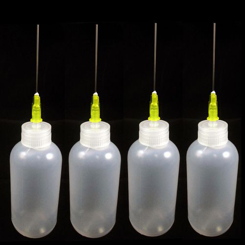 4 needle tip plastic bottle dispenser oil solvent ink squeezable dropper 0.7 oz for sale