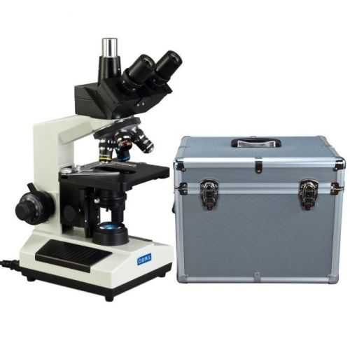 OMAX Trinocular Lab Compound LED 40X-2500X Microscope w Aluminum Carrying Case
