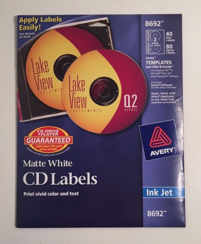 Avery Matte White 8692 CD Labels, Ink Jet 40 pack (used 1, 39 available)