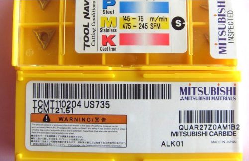 NEW in box MITSUBISHI TCMT110204 US735 TCMT21.51   Carbide Inserts 10PCS/Box