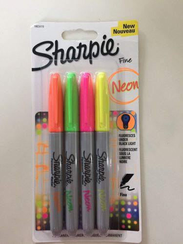 Sharpie Neon 4 Pack Fine Markers New NIB