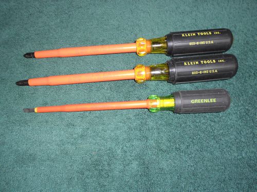 Klein tools 6&#034; insulated screwdriver 603-6-ins 1000v phillips &amp; greenlee slotted for sale