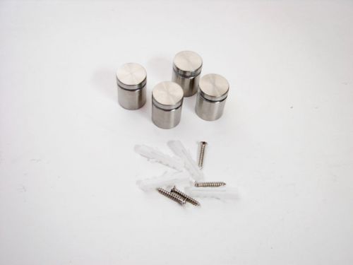 4 Pack 1&#034; Diameter 1&#034; Tall Stainless Steel Stand-Offs with Screws and Anchors