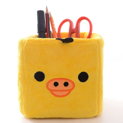 Cute Japan Yellow Chick Anime Plush Pencil Pen Case Office Holder 6*5&#034; Brand New