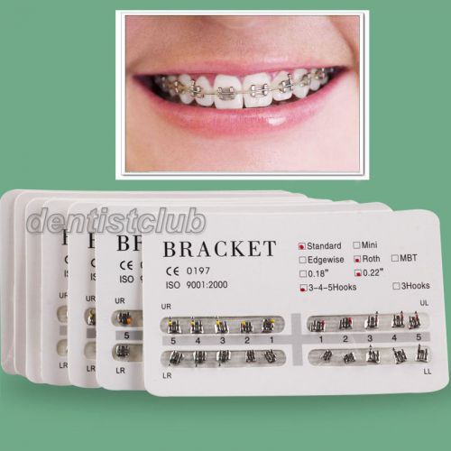 20 packs new Dental Orthodontics Brackets Standard Roth 022 3-4-5 Hooks