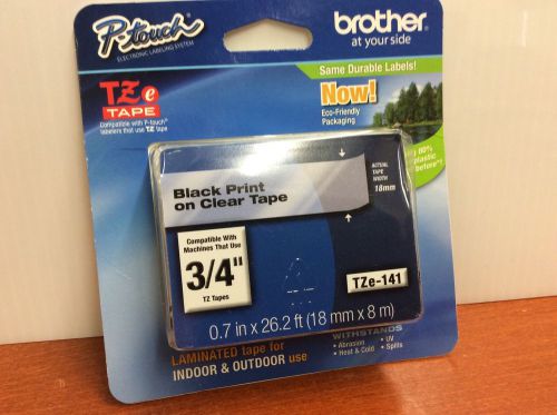 BROTHER P-touch TZe Black tape 3/4&#034; Label printer tape. New.
