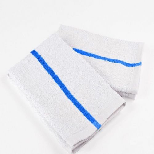 12 PACK NEW TERRY BAR TOWELS MOPS KITCHEN TOWELS 24oz BLUE STRIPE