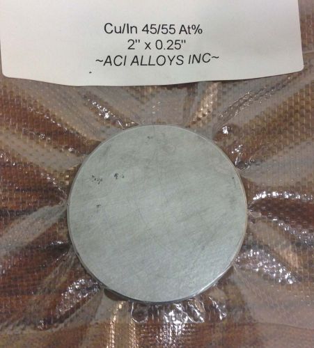 Copper Indium Sputtering Target, 2&#034; x 1/4&#034;, by ACI Alloys