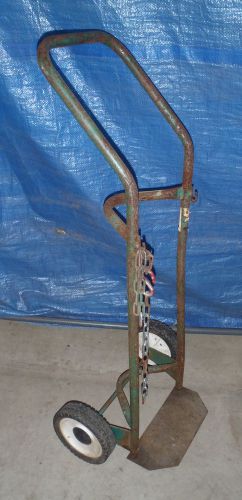 Antique vintage gas cylinder dolly hand cart 8&#034; wheels welding brazing other for sale