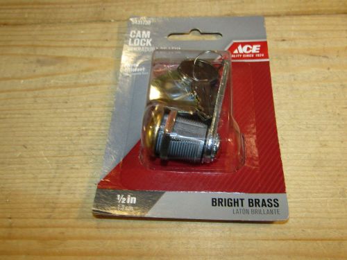 Ace hardware cam lock 1/2&#034; keyed diff drawer utility cabinet lock brass 5431739 for sale