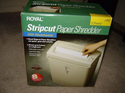 Royal JS 800 Paper Shredder - Strip Cut - 8 Per Pass - 15 Litre Wastebasket