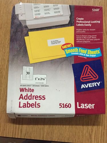 Avery 5160 Laser Address Labels Genuine 3000/Box 1&#034; x 2 5/8&#034;