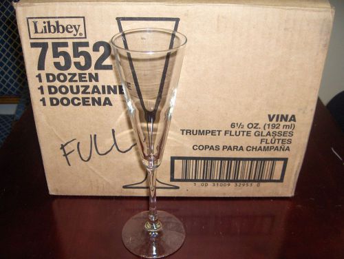 LIBBEY 7552 VINA TRUMPET FLUT GLASSES TALL 9 3/4&#034; 6.25 OZ.  CASE OF 12