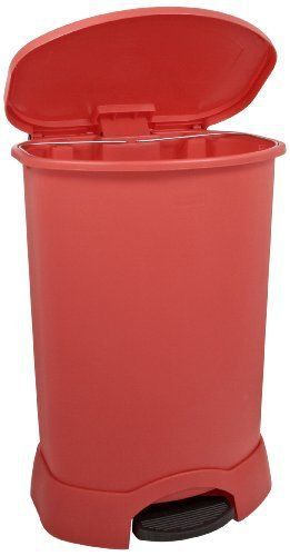 Rubbermaid Commercial Step-On Container, Oval, Polyethylene, 30 Gallons, Red