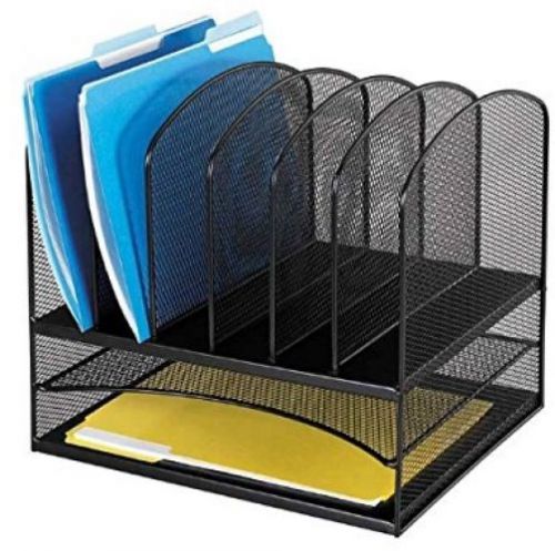 Safco Products 3255BL Onyx Mesh Desktop Organizer With 6 Verical/ 2 Horizontal
