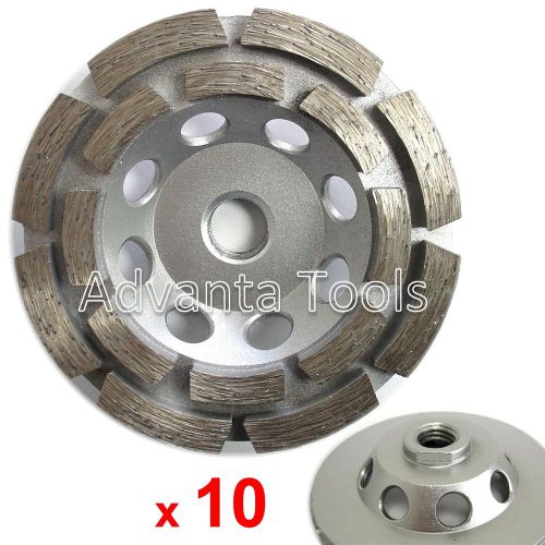 10PK 4” Double Row Concrete Diamond Grinding Cup Wheels 16 Seg 5/8”-11 Threads