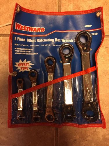 Vintage Westward 5pc. Offset Ratcheting Box Wrench Set w/ Case SAE #4YR20