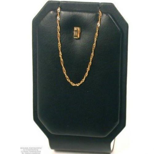 Pendant Display Chain Necklace Black Faux Leather Stand