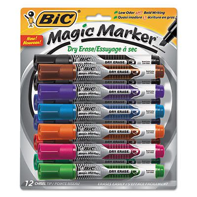 Low Odor and Bold Writing Dry Erase Marker, Chisel Tip, Assorted, Dozen