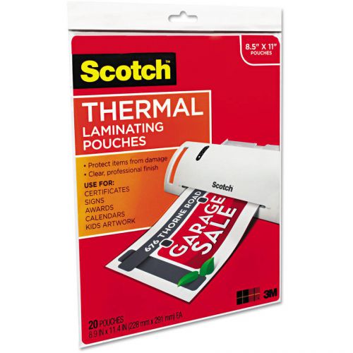 Scotch Thermal Laminating Pouches, 8 1/2in. x 11in., Clear, Pack of 20