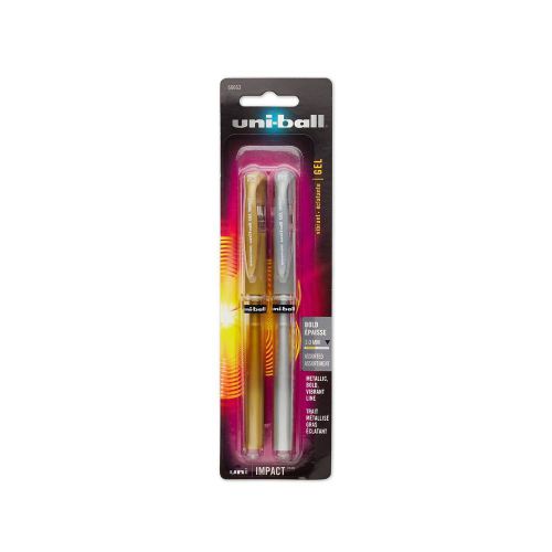 Uni-ball impact stick gel pens 1 gold and 1 silver for sale