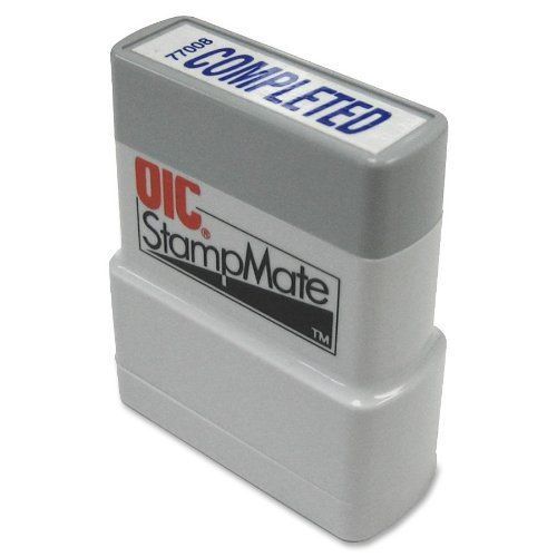 Officemateoic office pre-inked message stamp, &#034;completed&#034;, blue, refillable for sale