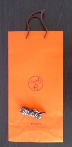 HERMES PARIS paper gift bag 16&#034; x 8&#034; x with 96&#034; Ribbon