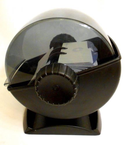 ROLODEX Covered Footed Rotary Black Plastic Business Card File  360 Dg. Swivel