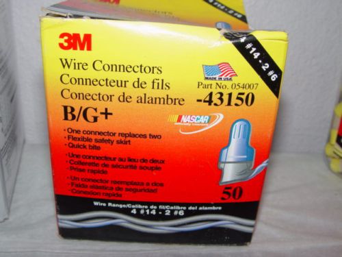 3M Performance Plus  B/G+ Wire Connector 43150 New 50 count 4#14 - 2#6 Blue/Gray