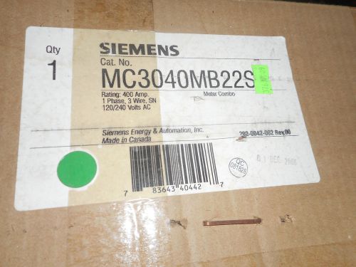 SIEMENS MC3040MB22SS 400 AMP 120/240 VOLT METER COMBO