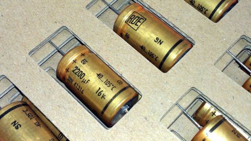 2x Roederstein electrolytic capacitors EG 2200 uF 16 V Golden Bullets Axial ROE