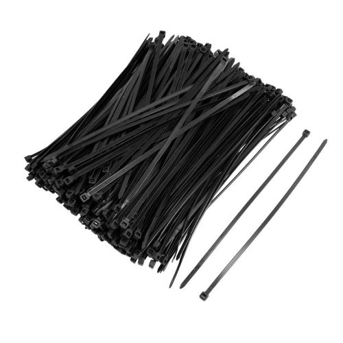 500 Pcs 4mm x 200mm Self Locking Packaging Wire Cable Strap Tie Black