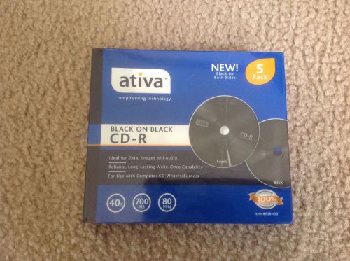 Ativa Black on Black CD-R 5 pack New 40x 80 min 700mb