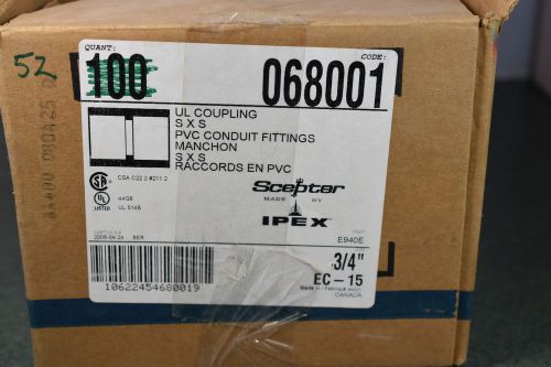 SCEPTER UL COUPLING E940E 3/4” EC-15 PVC CONDUIT FITTINGS BOX OF 52