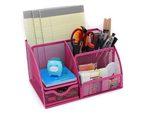 Easypag mesh desk organizer 6 compartment office supply caddy pencil holder with for sale
