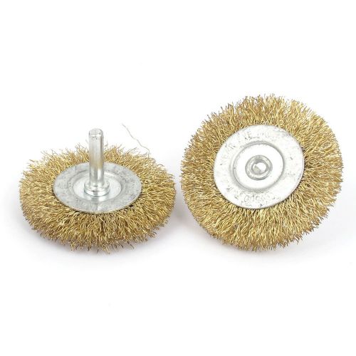 6mm shank 65mm dia crimped steel wire wheel polishing brushes 32mm long 2 pcs for sale