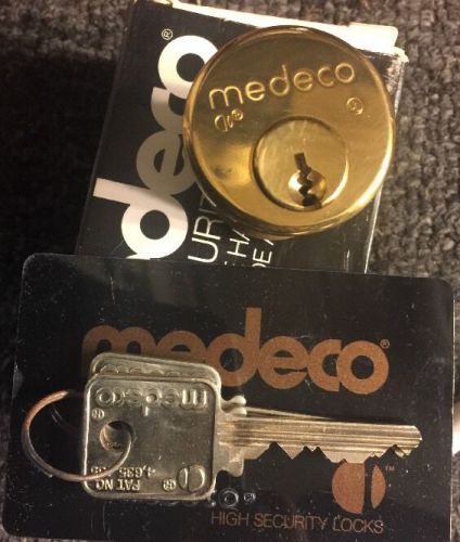 New medeco biaxial 1 1/8&#034; cylinder mortise sub assembled bright brass 10w0200 for sale
