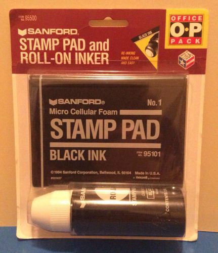 Vintage Sanford Stamp Pad And Ink Roller Black NOS In Original Blister Pack