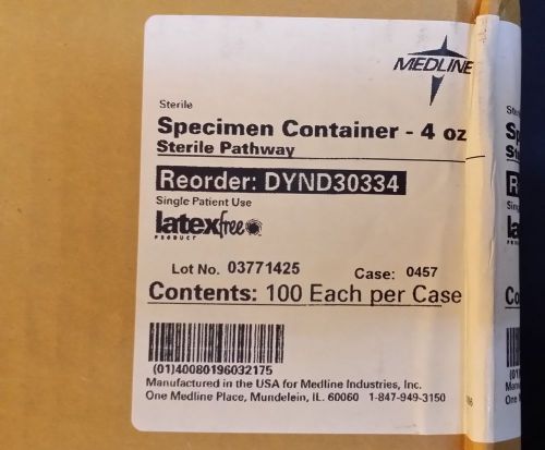 One case of 100 medline 4 oz sterile specimen container DYND3033, free shipping.