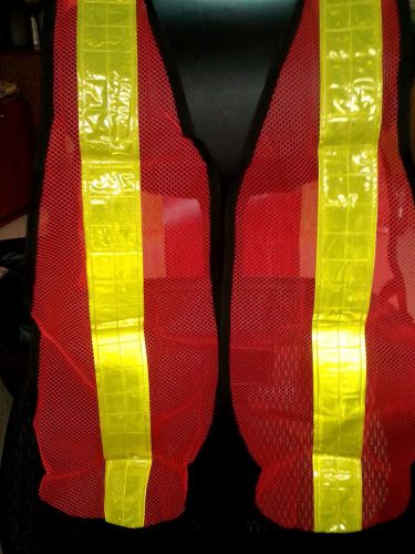 Two Pack  New High Visible Safety Vest Orange and Yellow Strips